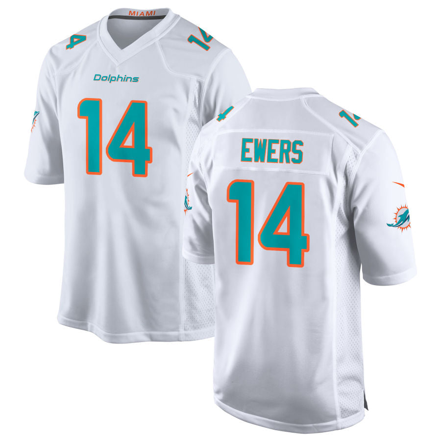 M.Dolphins #14 Quinn Ewers Player White Home Game Football Jerseys