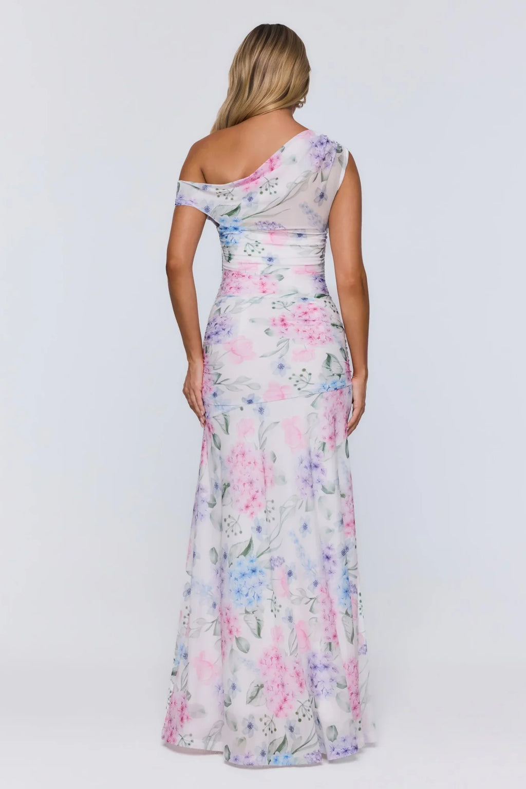 Soft Launch Energy Mesh Off Shoulder Maxi Dress Floral