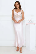 Flirty Business Satin Maxi Dress Pink
