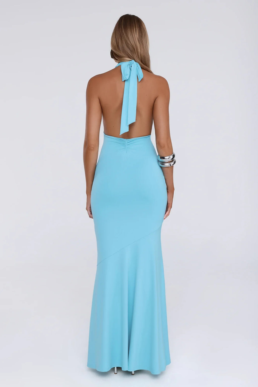 The Editorial Wardrobe Halter Maxi Dress Blue