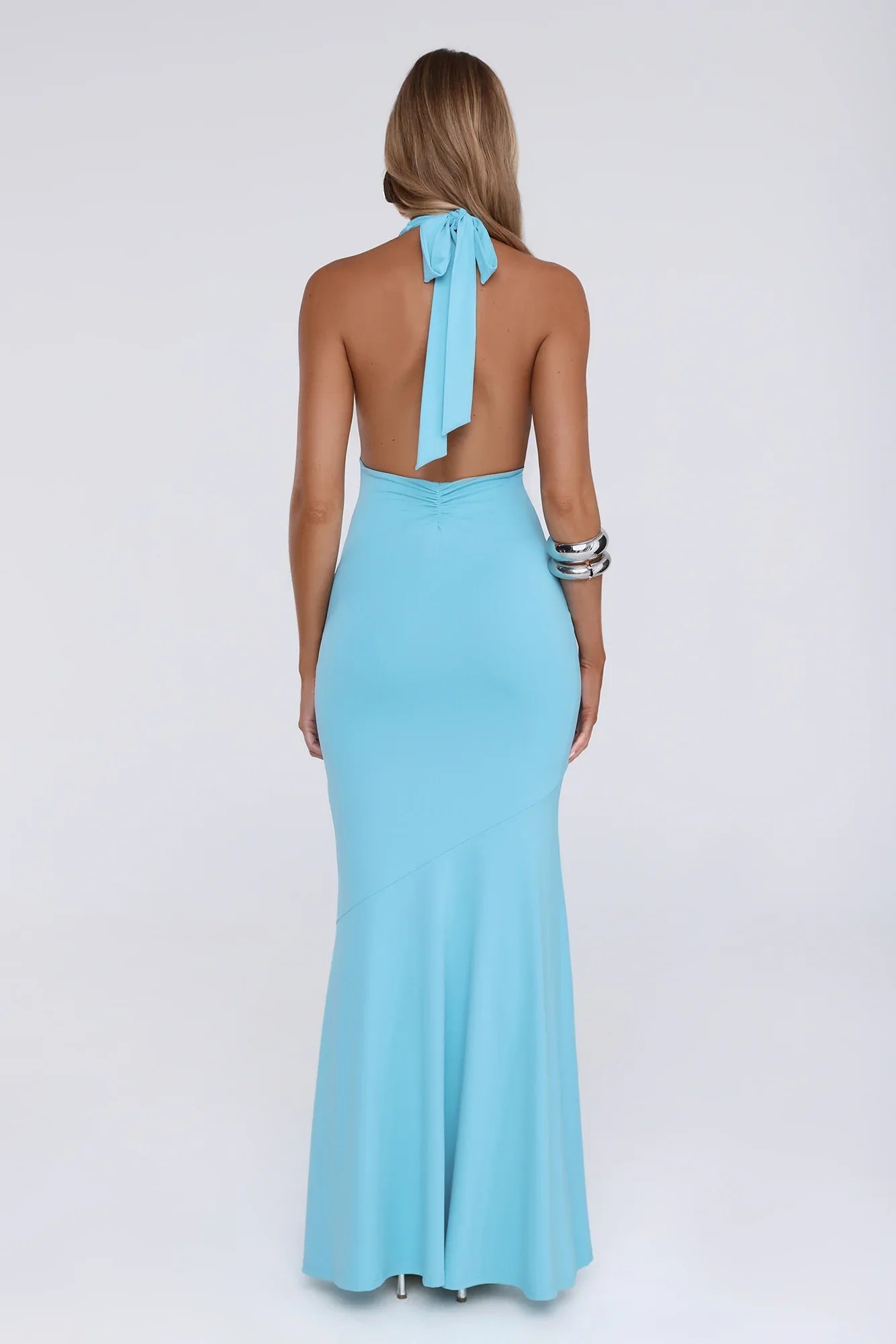 The Editorial Wardrobe Halter Maxi Dress Blue