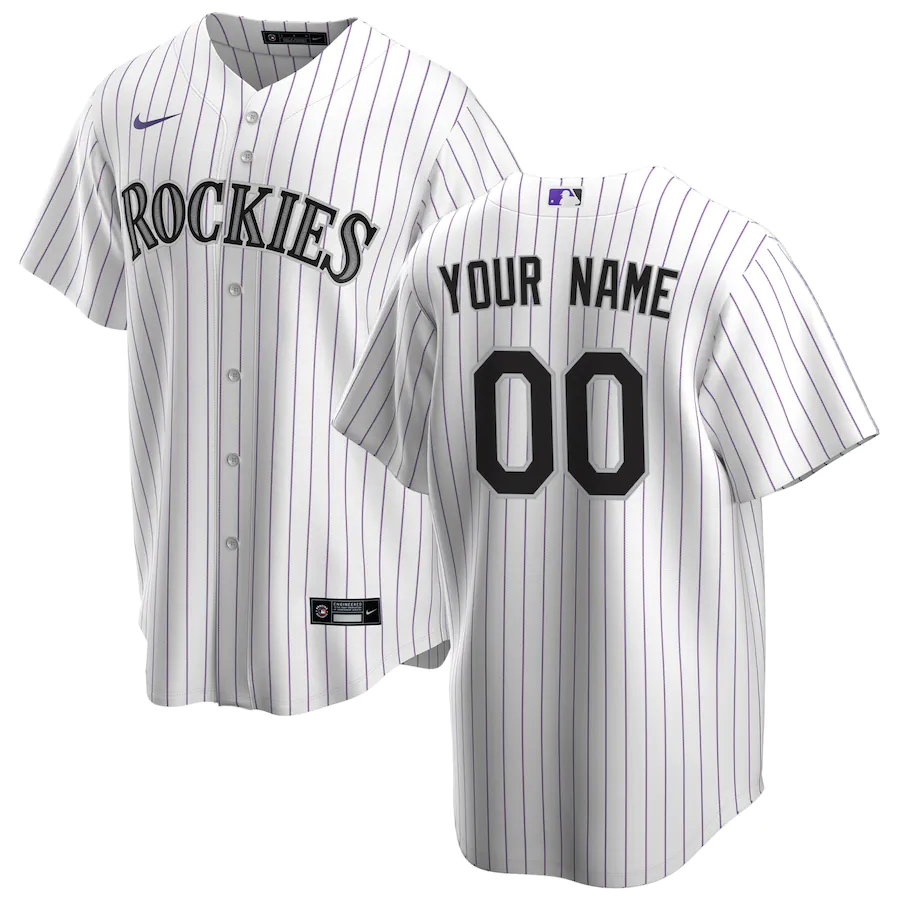 Men's Colorado Rockies White Home Replica Custom Jersey1
