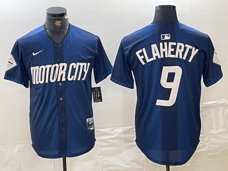 Men's Detroit Tigers Jack Flaherty #9 Navy 2024 City Connect Limited Player Jersey1