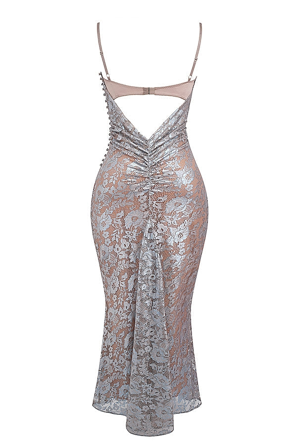 ice blue lace godet gown