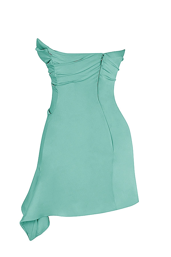 jade draped strapless corset dress