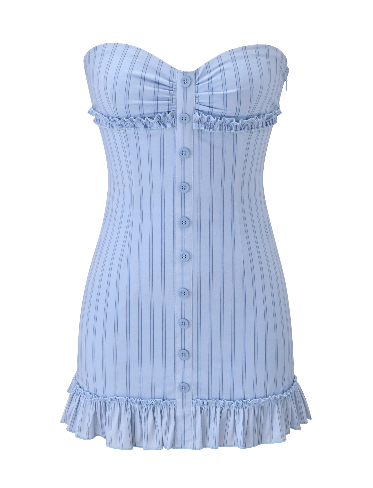 KITTIE STRAPLESS DRESS - BLUE STRIPE