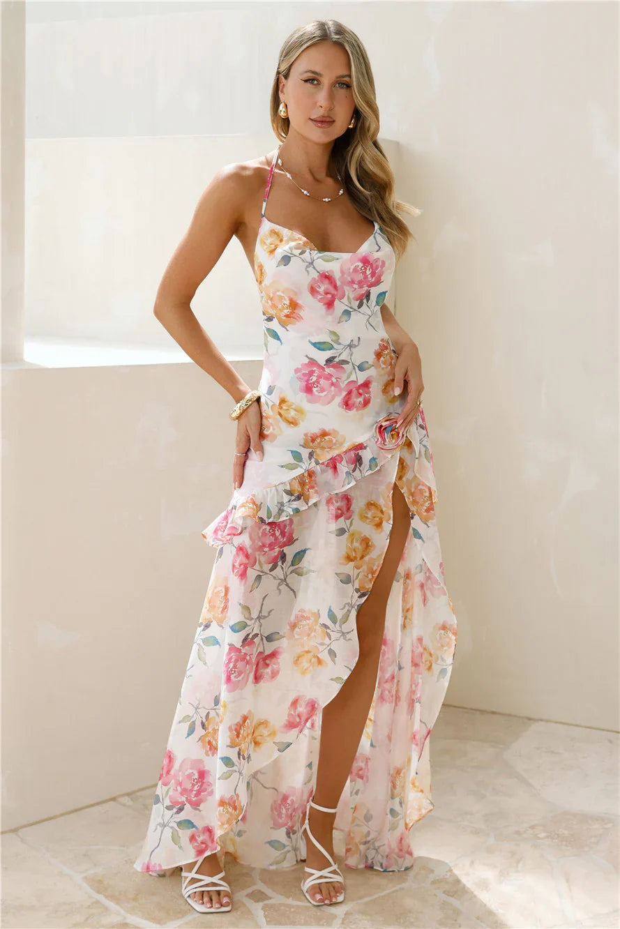 Pretty Mantra Halter Maxi Dress Floral