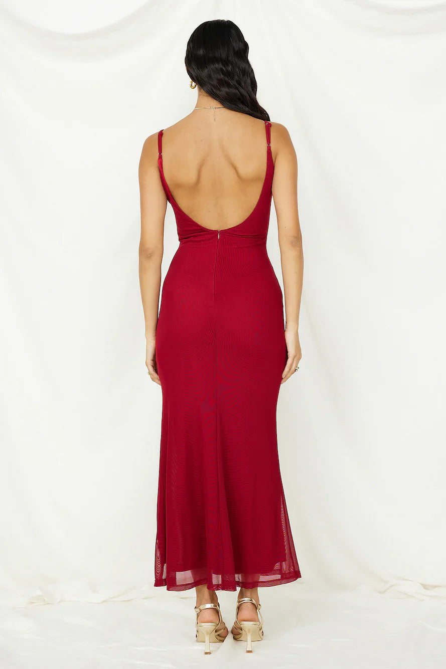 Take Me To Dinner Maxi Dress Wine