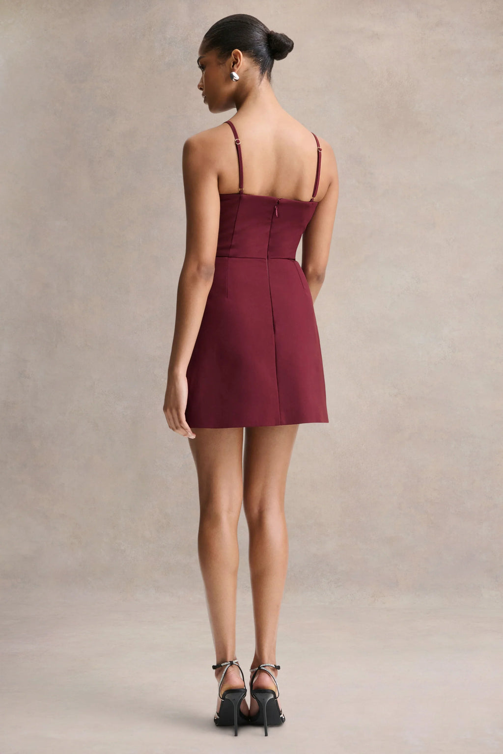 Veda | Burgundy Square-Neck Mini Dress