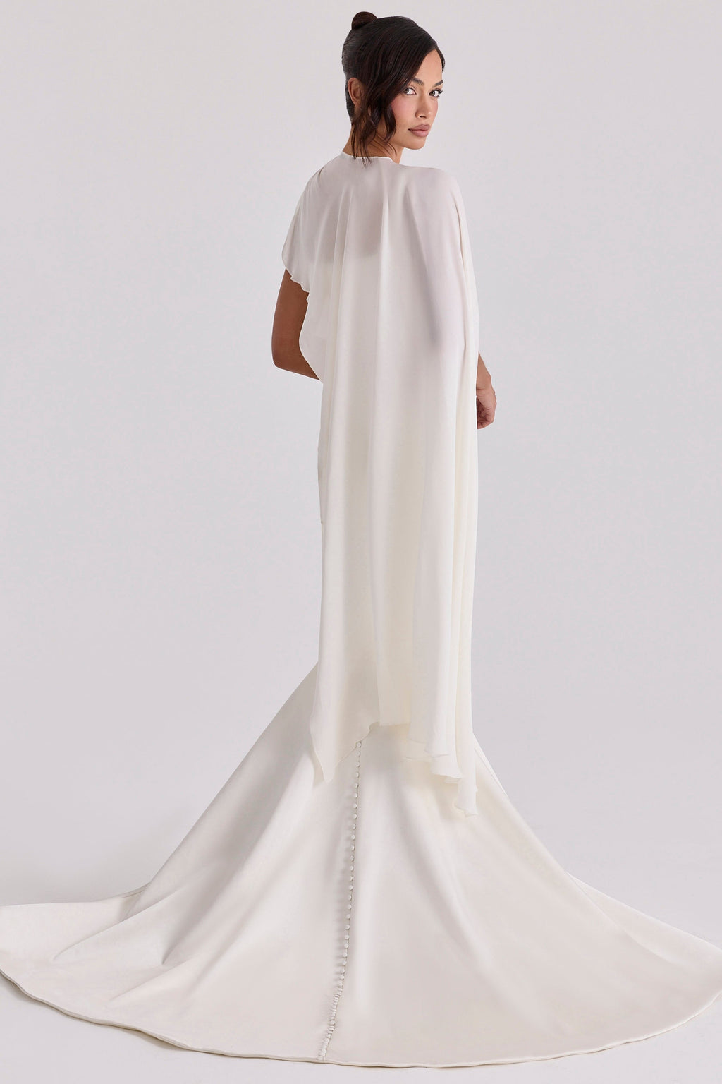 ivory draped pure silk asymmetric shawl