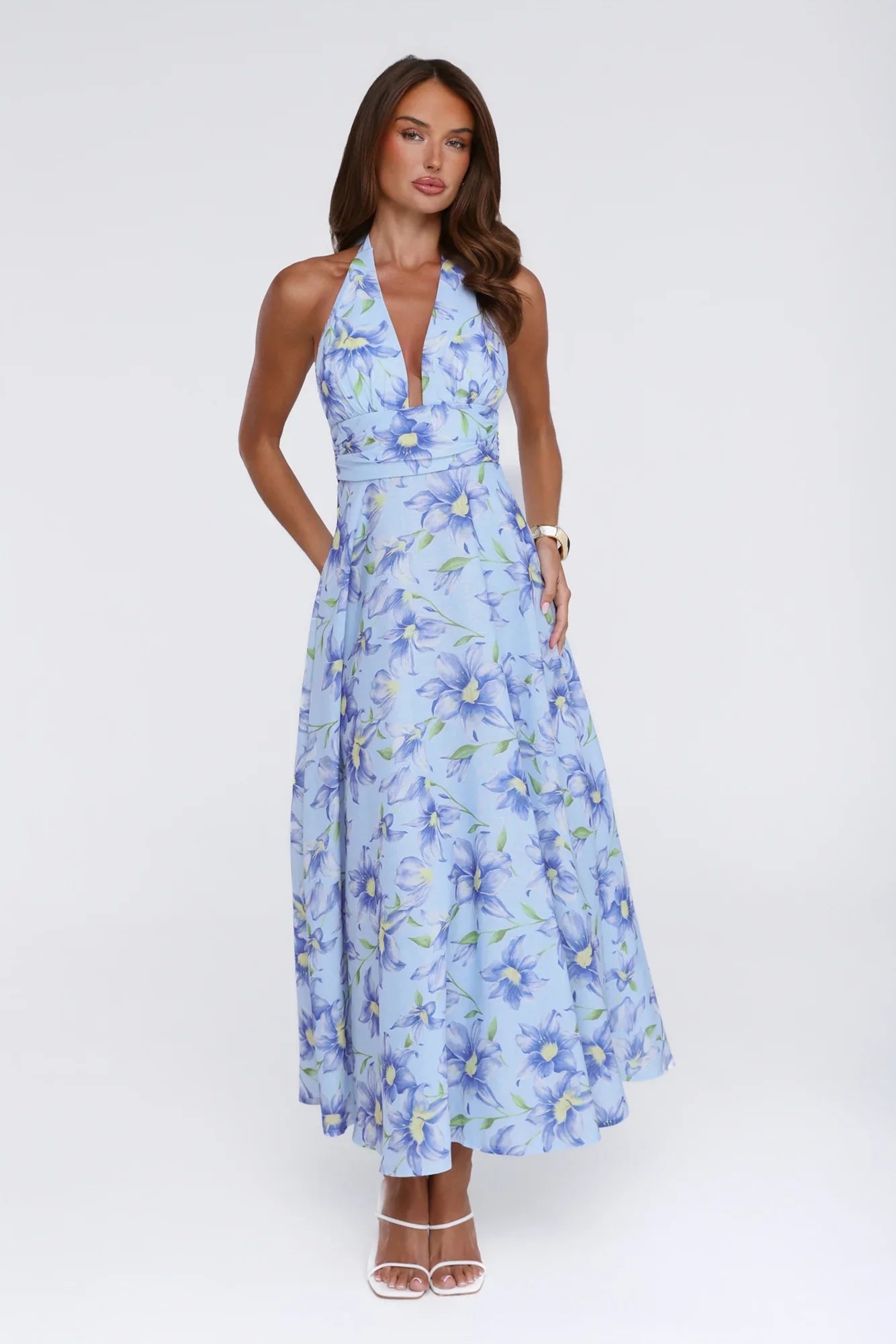 Doll Season Halter Maxi Dress Blue