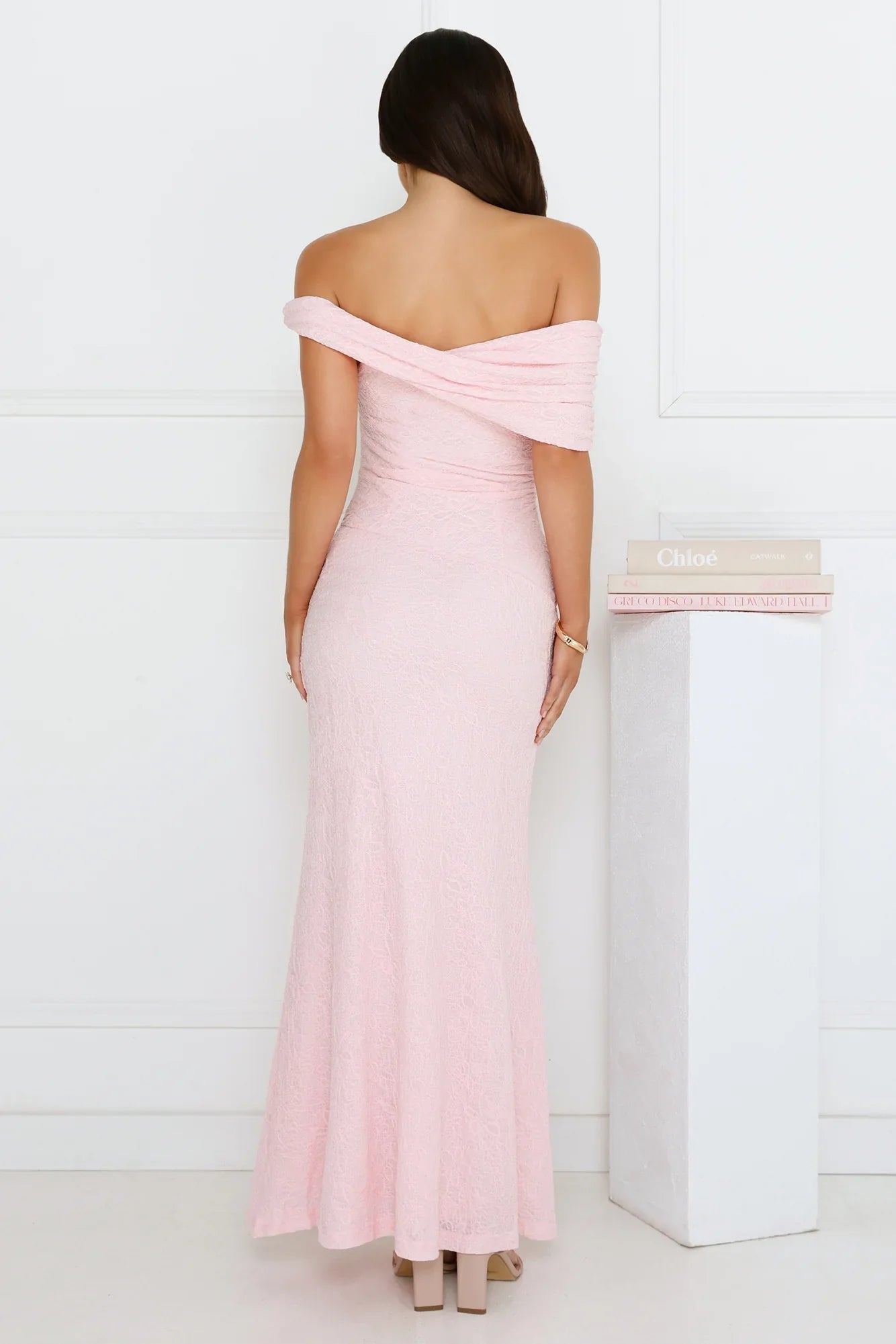 Slay the Night Off Shoulder Maxi Dress Pink
