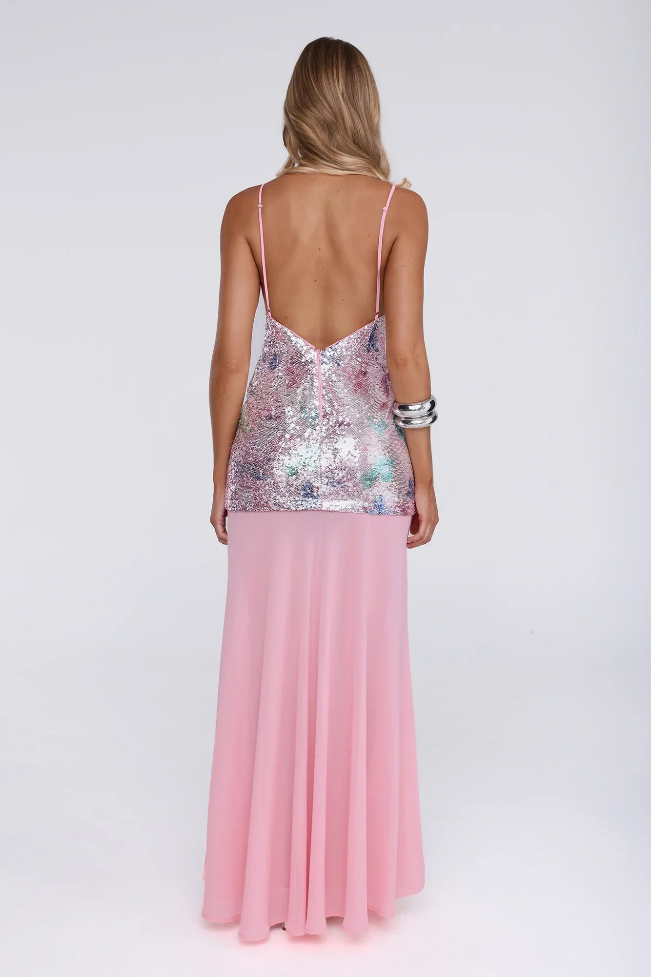 Glitter Glow Embellished Maxi Dress Pink