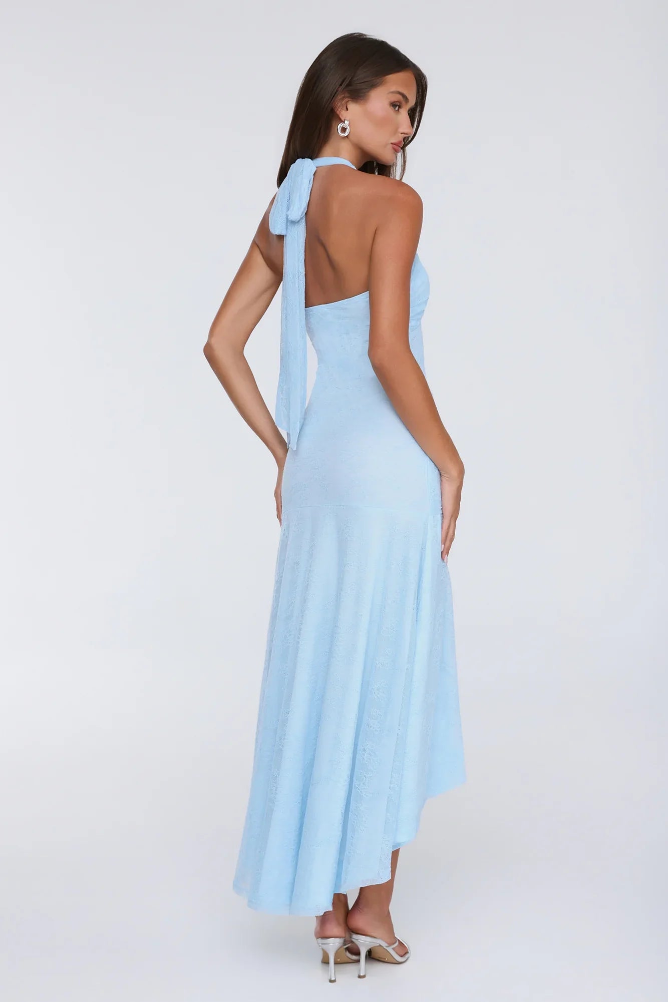 Late Night Society Lace Halter Maxi Dress Blue
