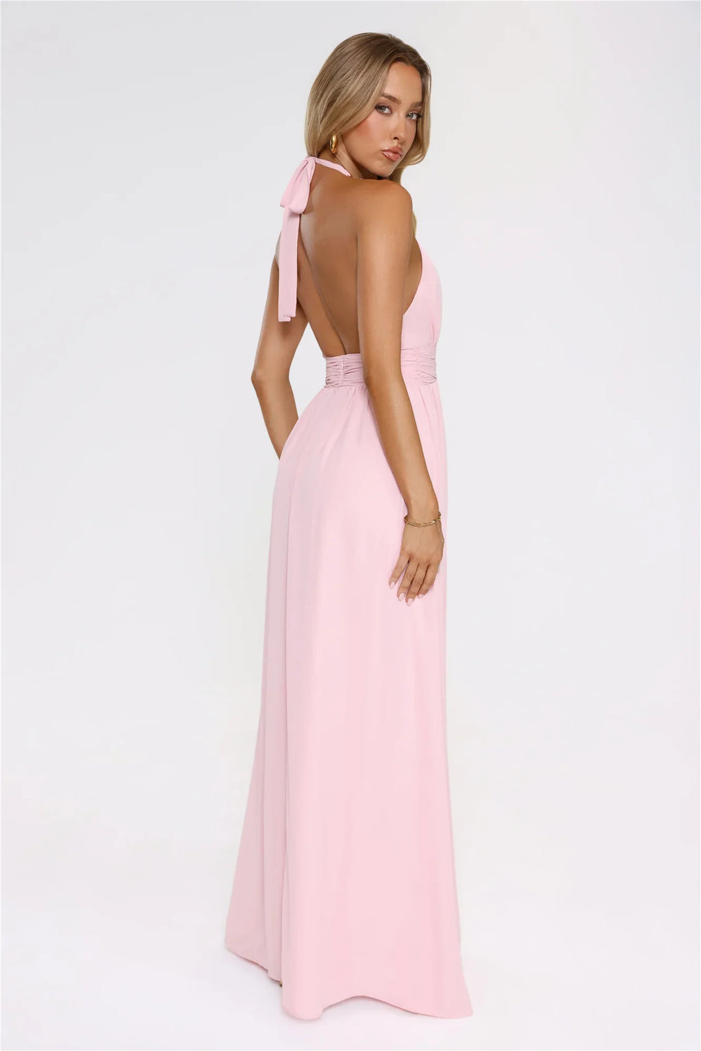 Eternal Coastline Halter Maxi Dress Pink