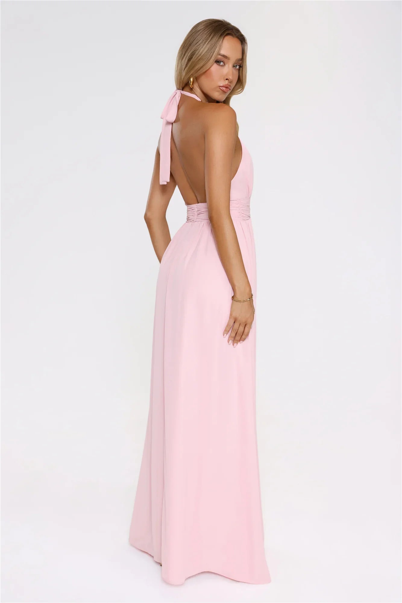 Eternal Coastline Halter Maxi Dress Pink