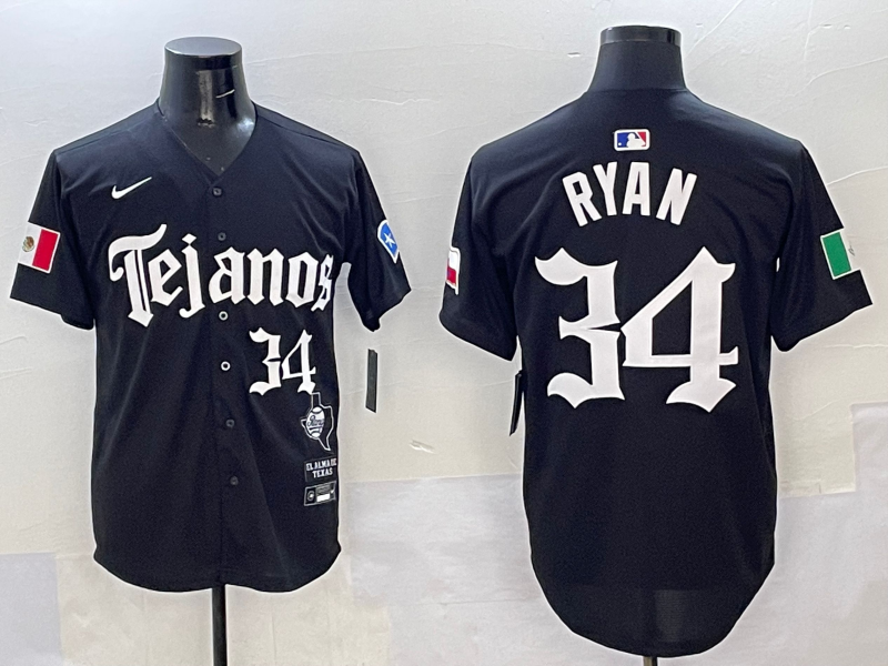 Men's Texas Rangers Nolan Ryan #34 Black Player Jersey