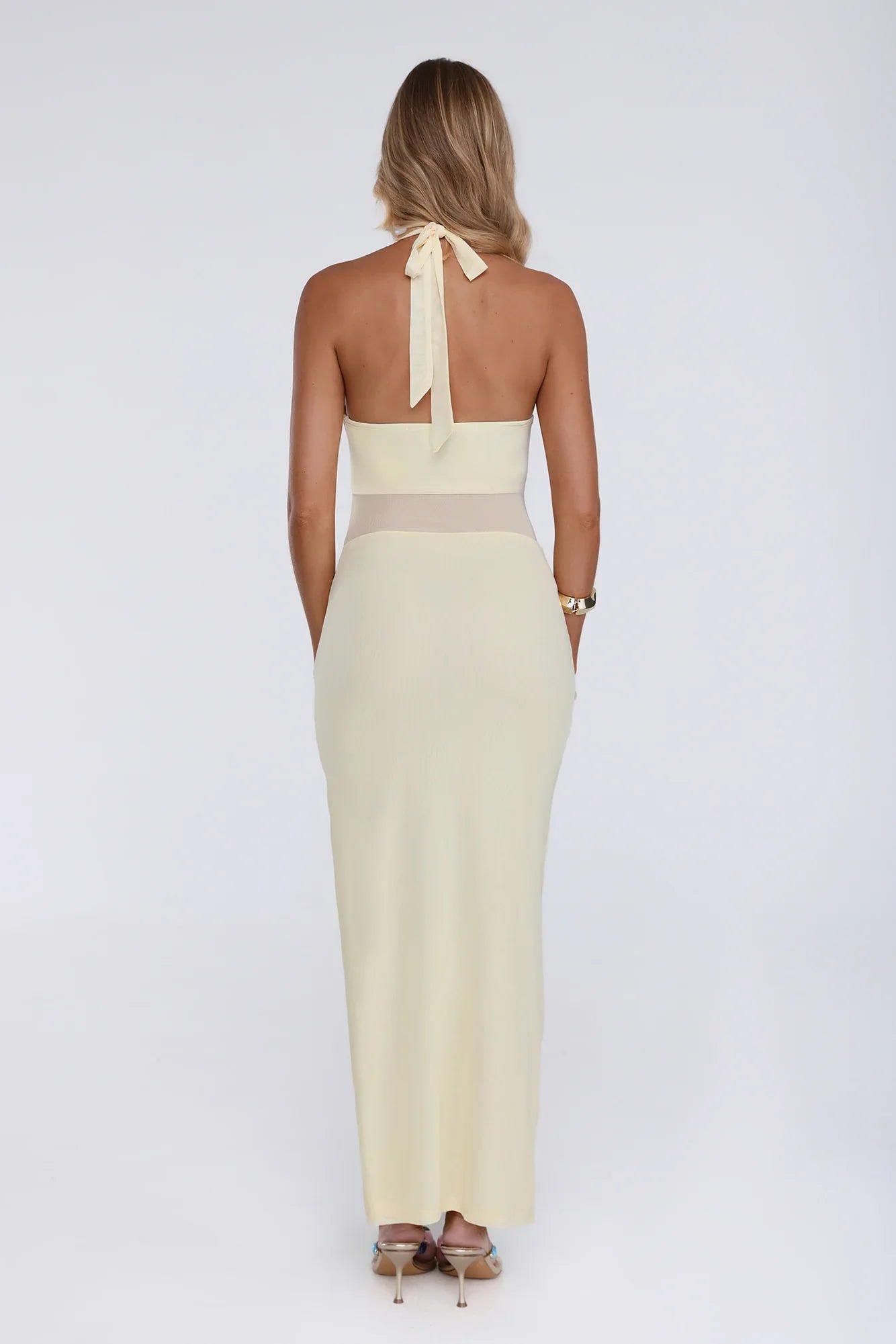 After Dark Affair Halter Maxi Dress Yellow