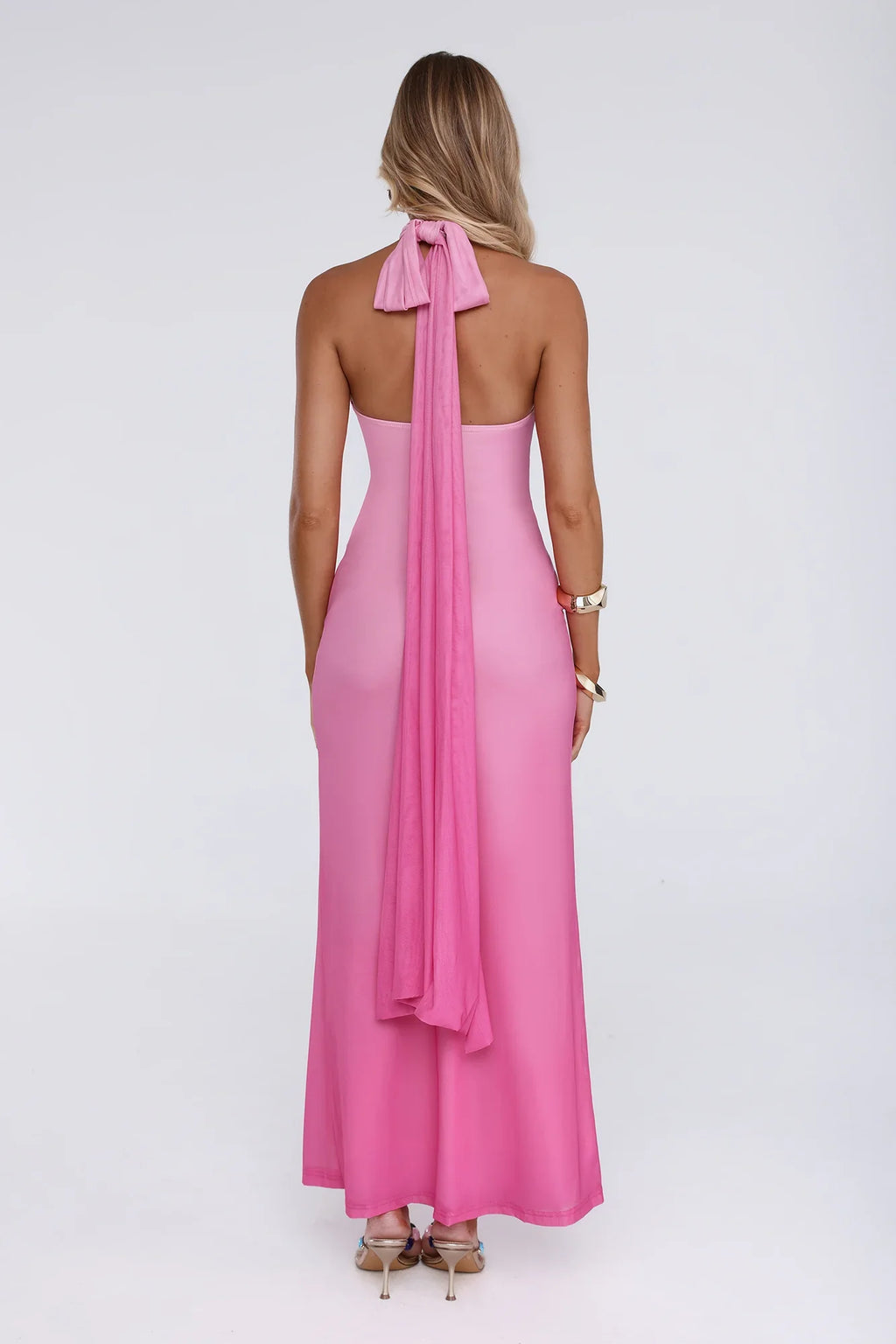 Chic Fix Halter Maxi Dress Pink