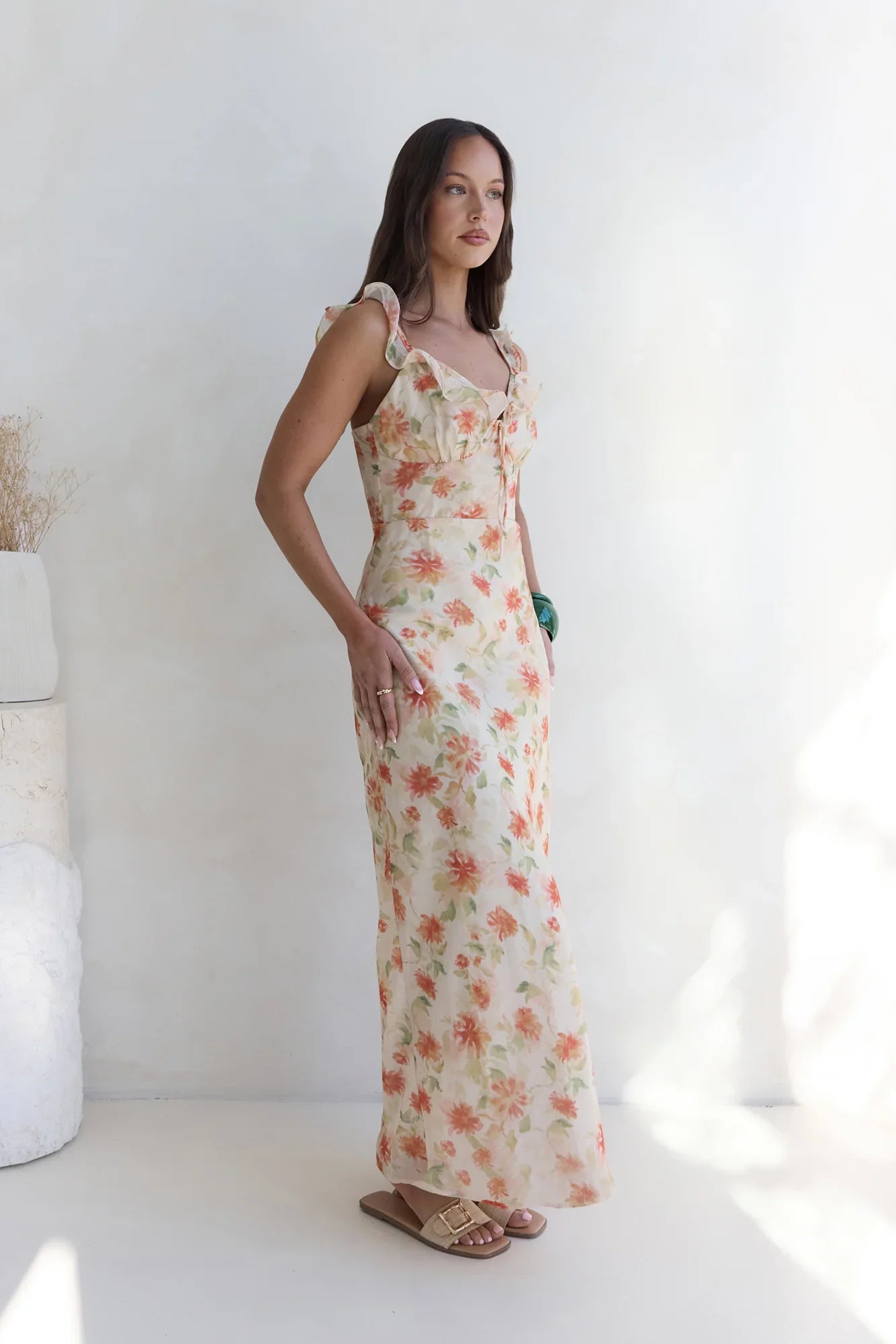 Glimmer Glide Maxi Dress Orange