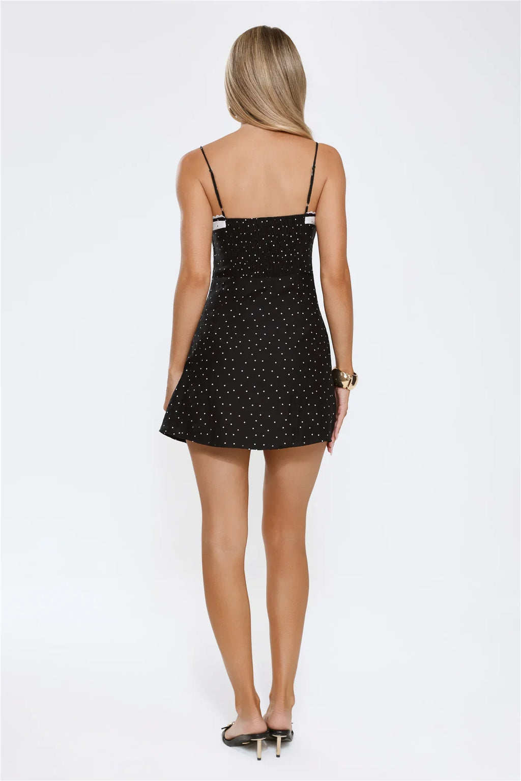 Dotted Luxe Mini Dress Black