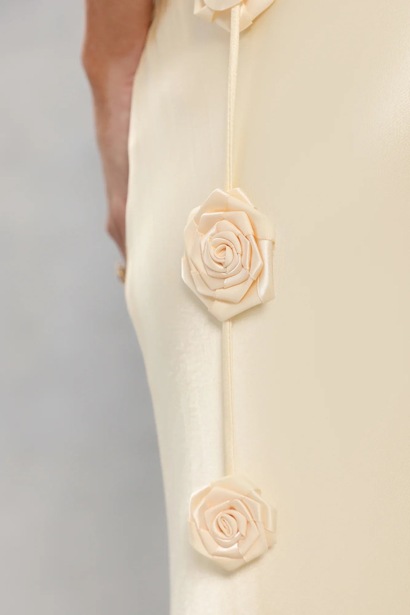 The Flora Satin Maxi Dress Yellow