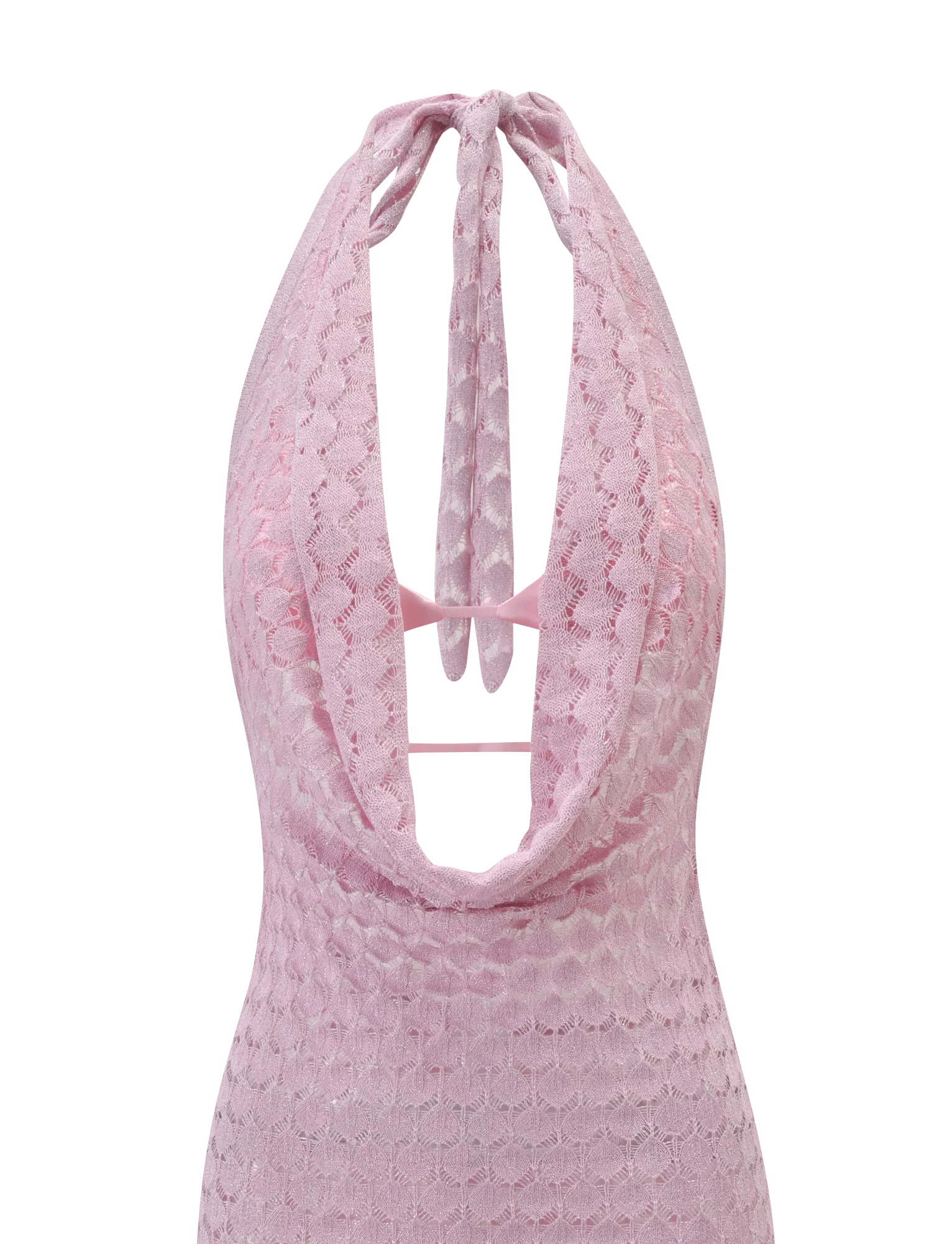 MAKENZIE CROCHET MINI DRESS - SHIMMER PINK