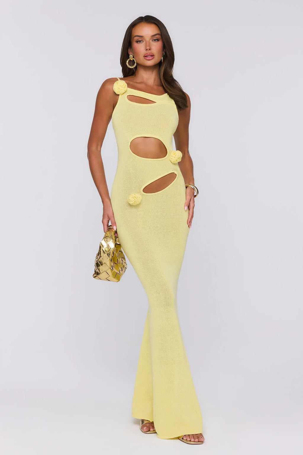 Wild Aura Knit Maxi Dress Yellow