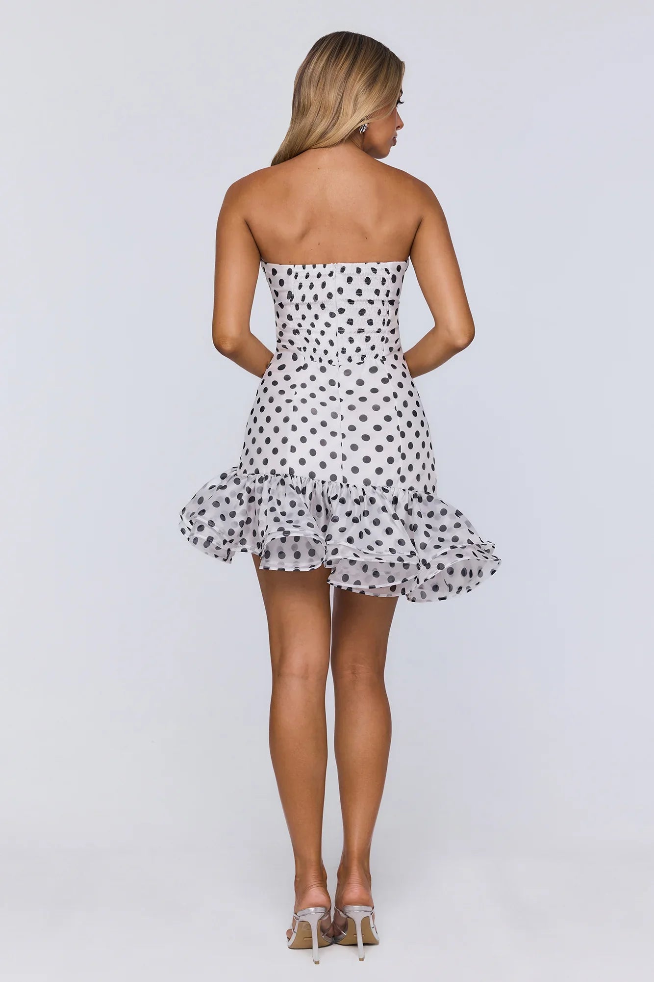 Trends In Focus Strapless Polka Dot Mini Dress White