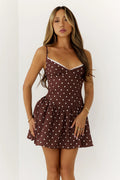 Wink At Me Polka Dot Mini Dress Brown