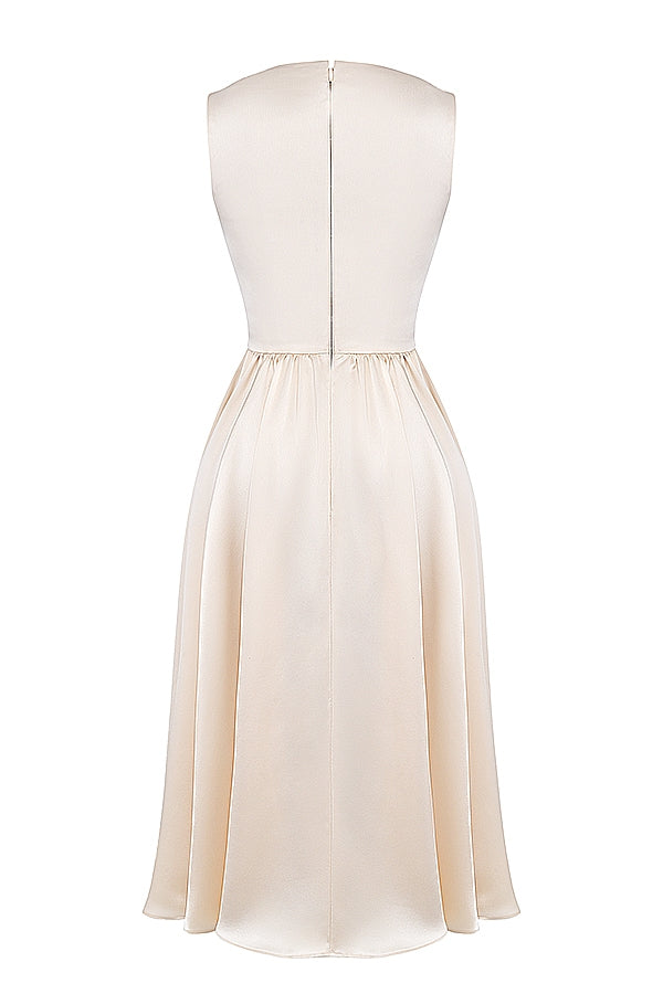 vintage cream midi dress