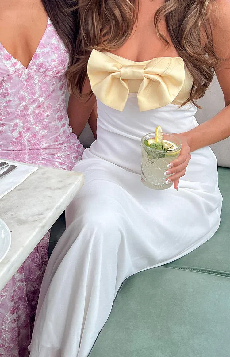 Honeydew Yellow Bow Maxi Dress