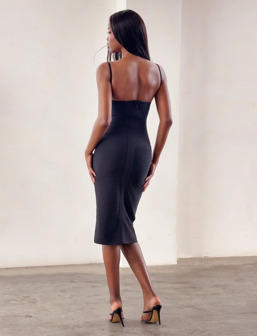 MIDORI MIDI BANDAGE DRESS - BLACK