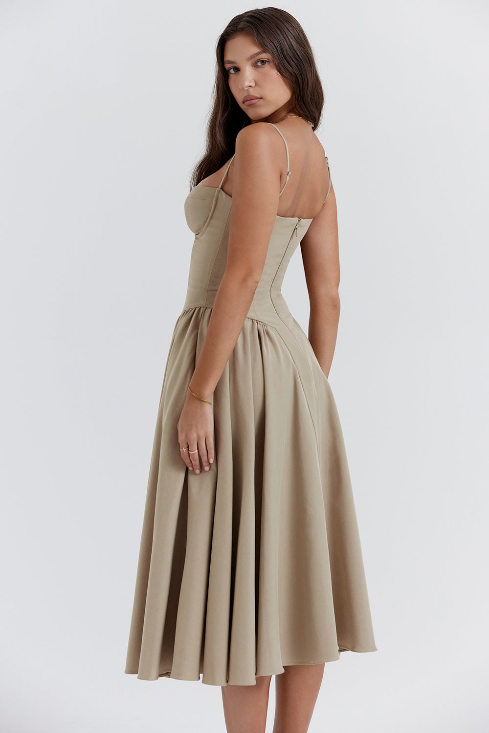 taupe corset sundress