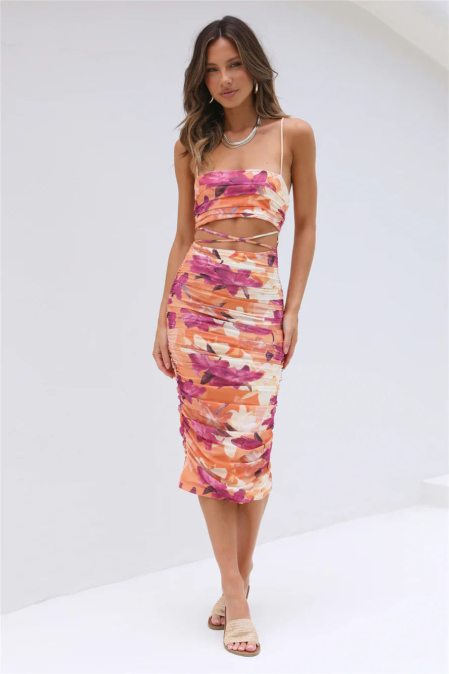 See Your Smile Midi Dress Orange