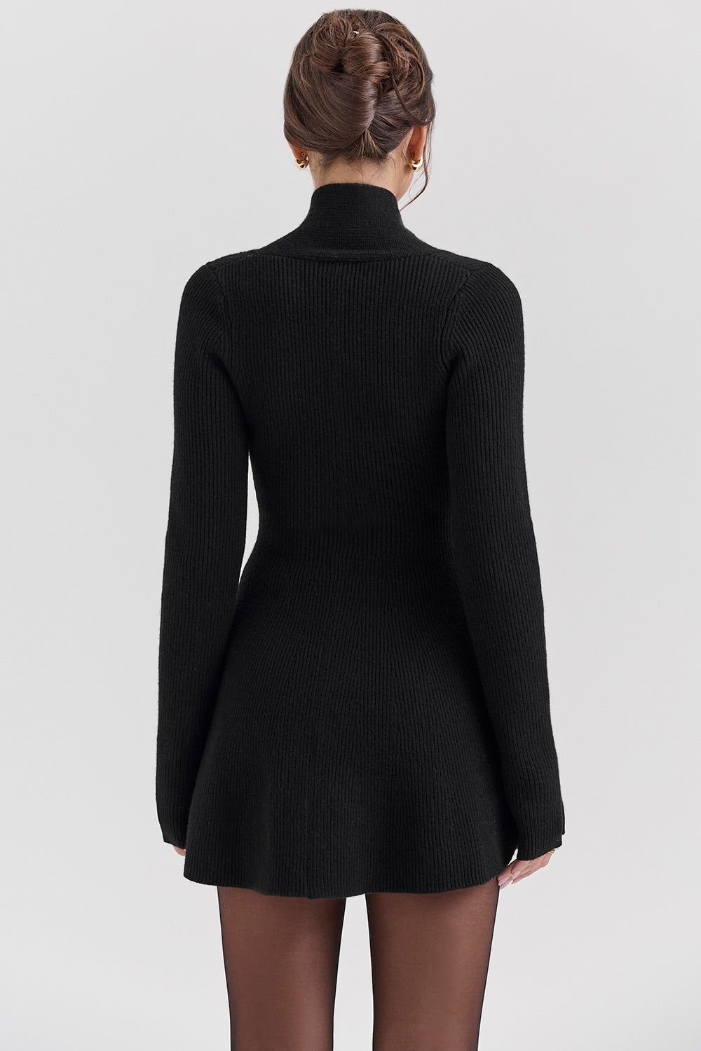 black wool knitted cardigan dress