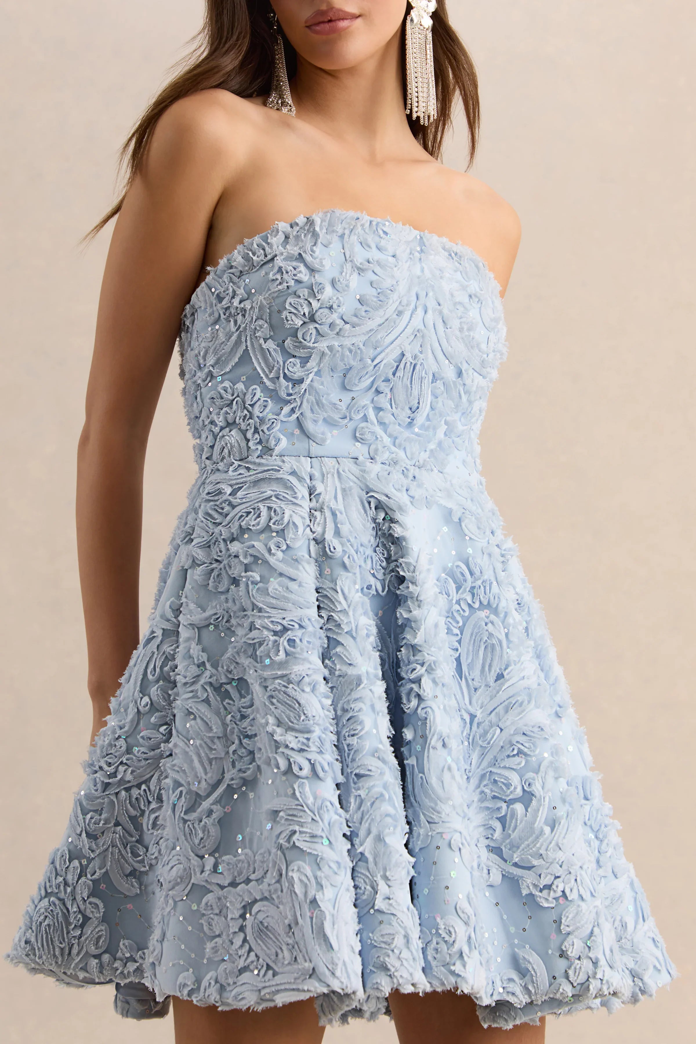 Zosia | Blue Mesh Bandeau Mini Dress