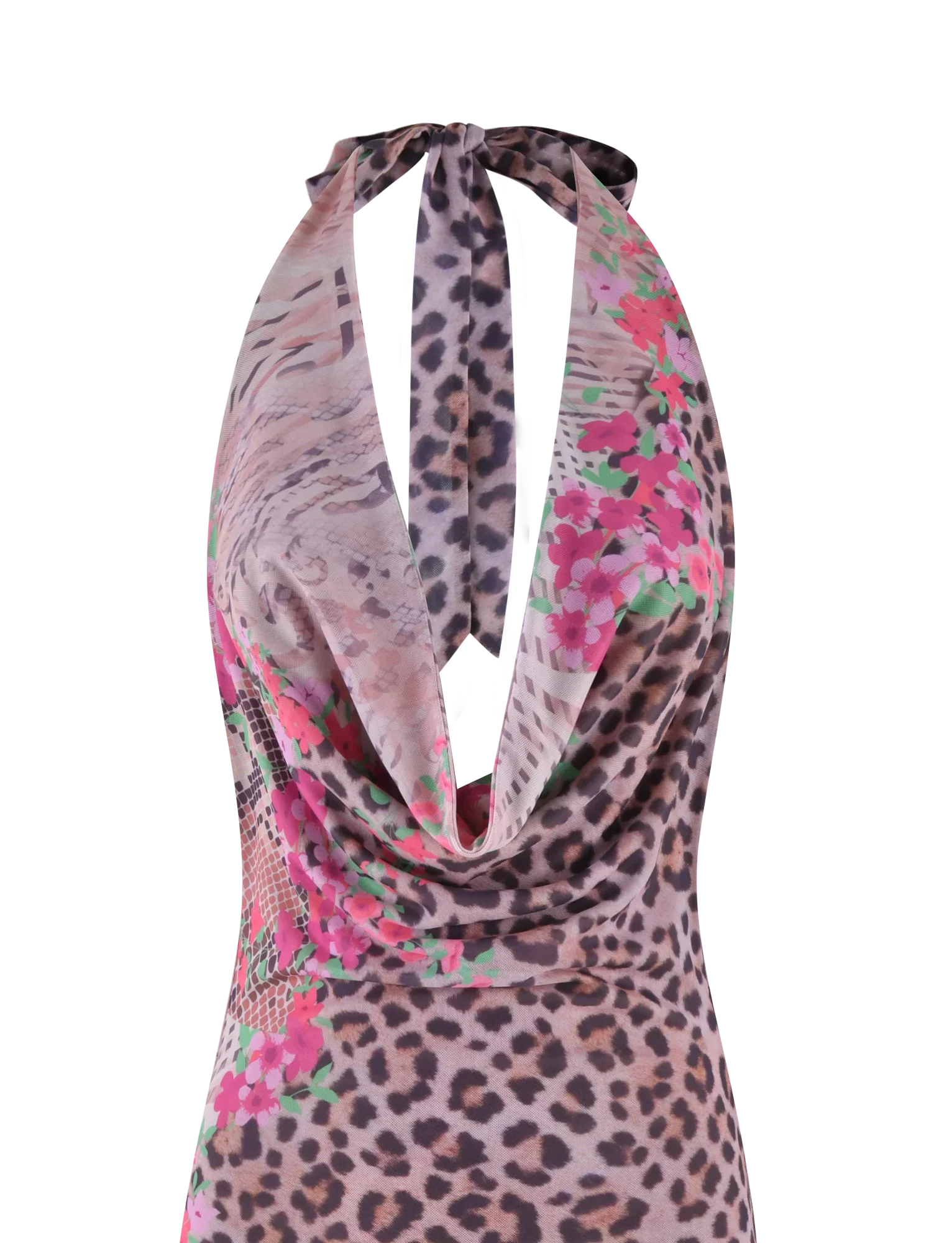 CATALINA MAXI DRESS - NEUTRAL : ANIMAL : ANIMAL FLORAL BORDER