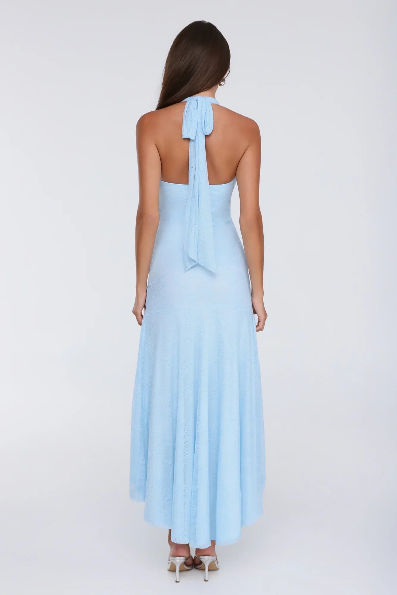 Late Night Society Lace Halter Maxi Dress Blue
