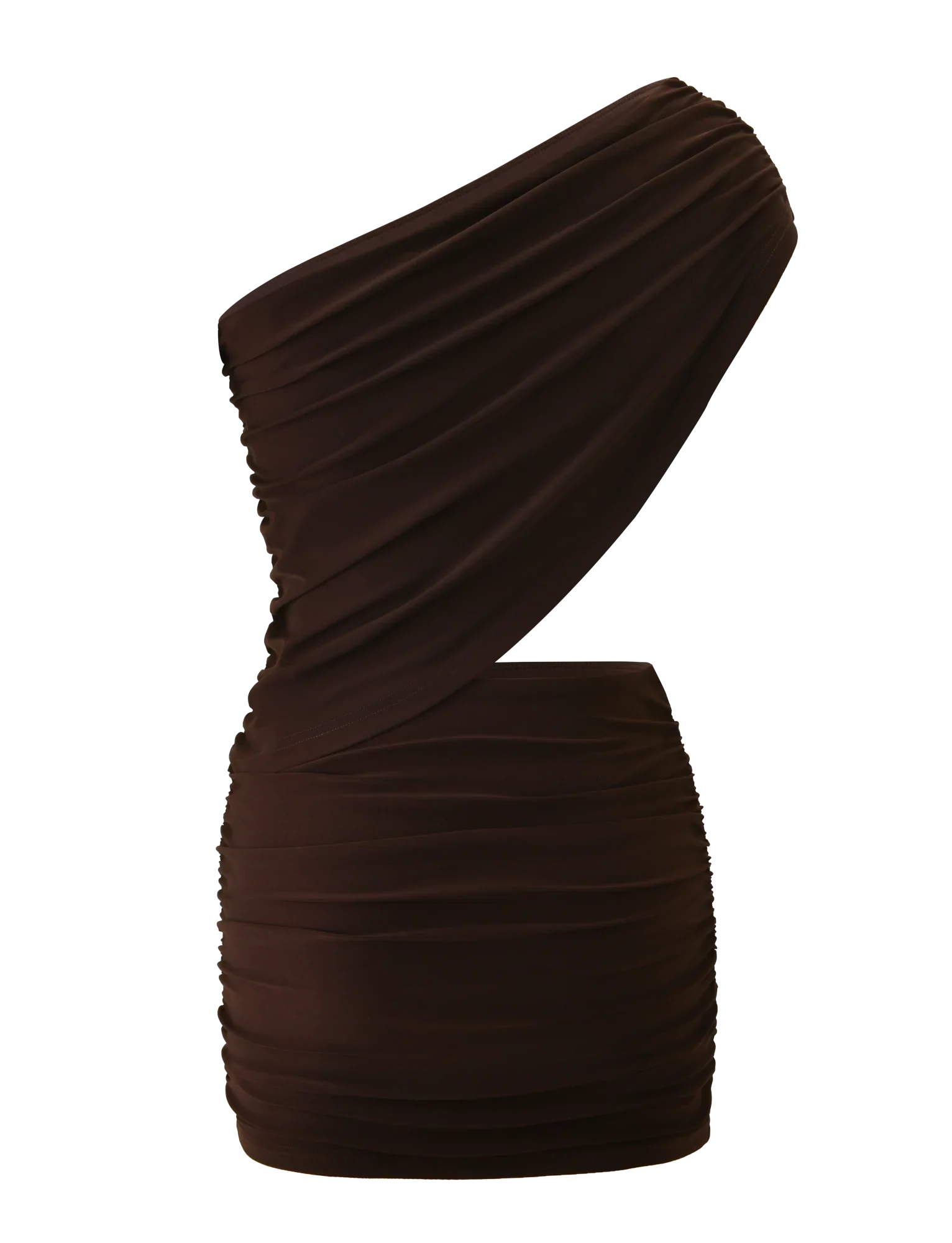RYLAND DRAPED MINI DRESS - CHOCOLATE