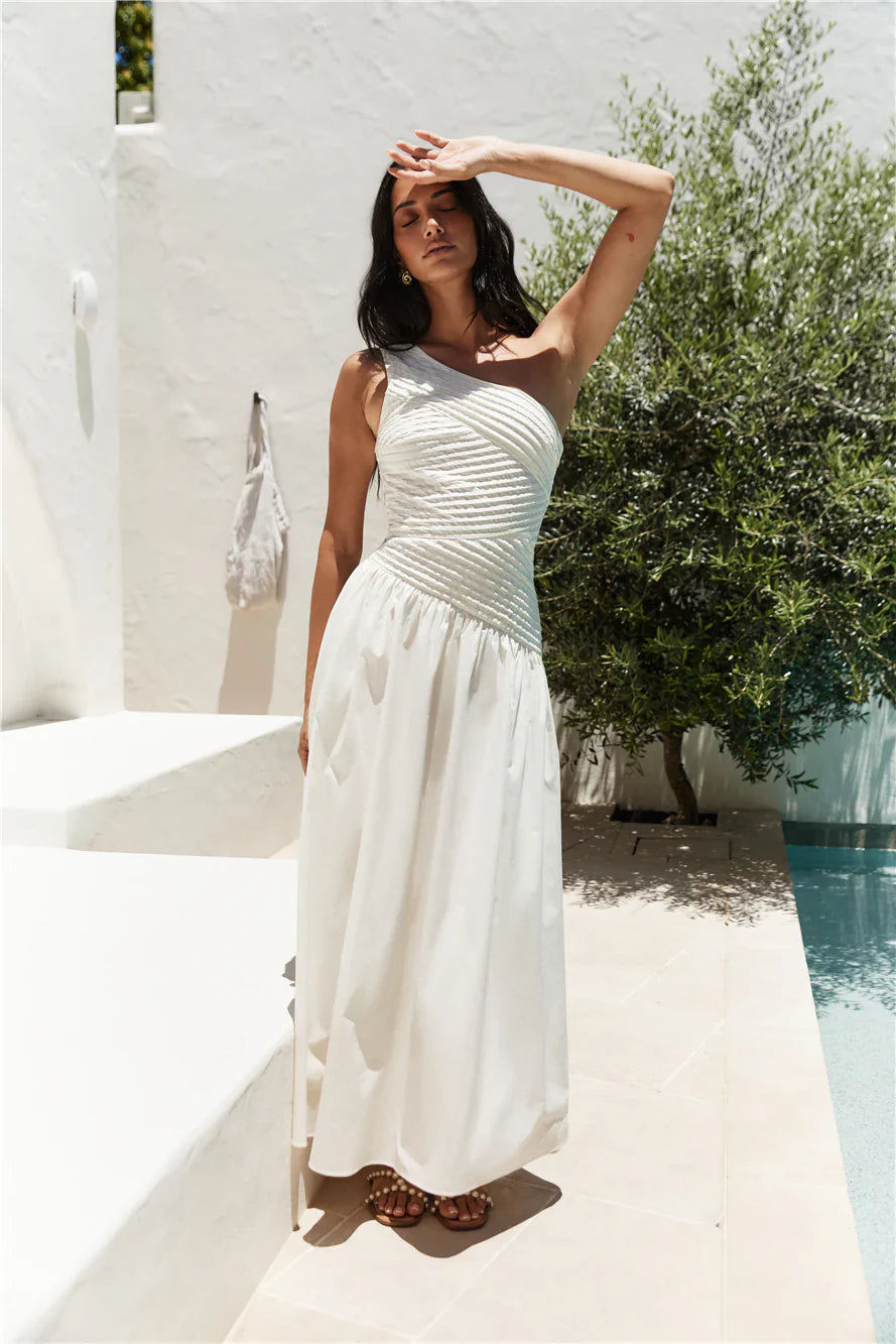 Lexi Loves Shoulder Maxi Dress Beige