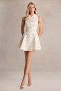 Little Star | Cream Embellished Boucle Tailored Mini Dress