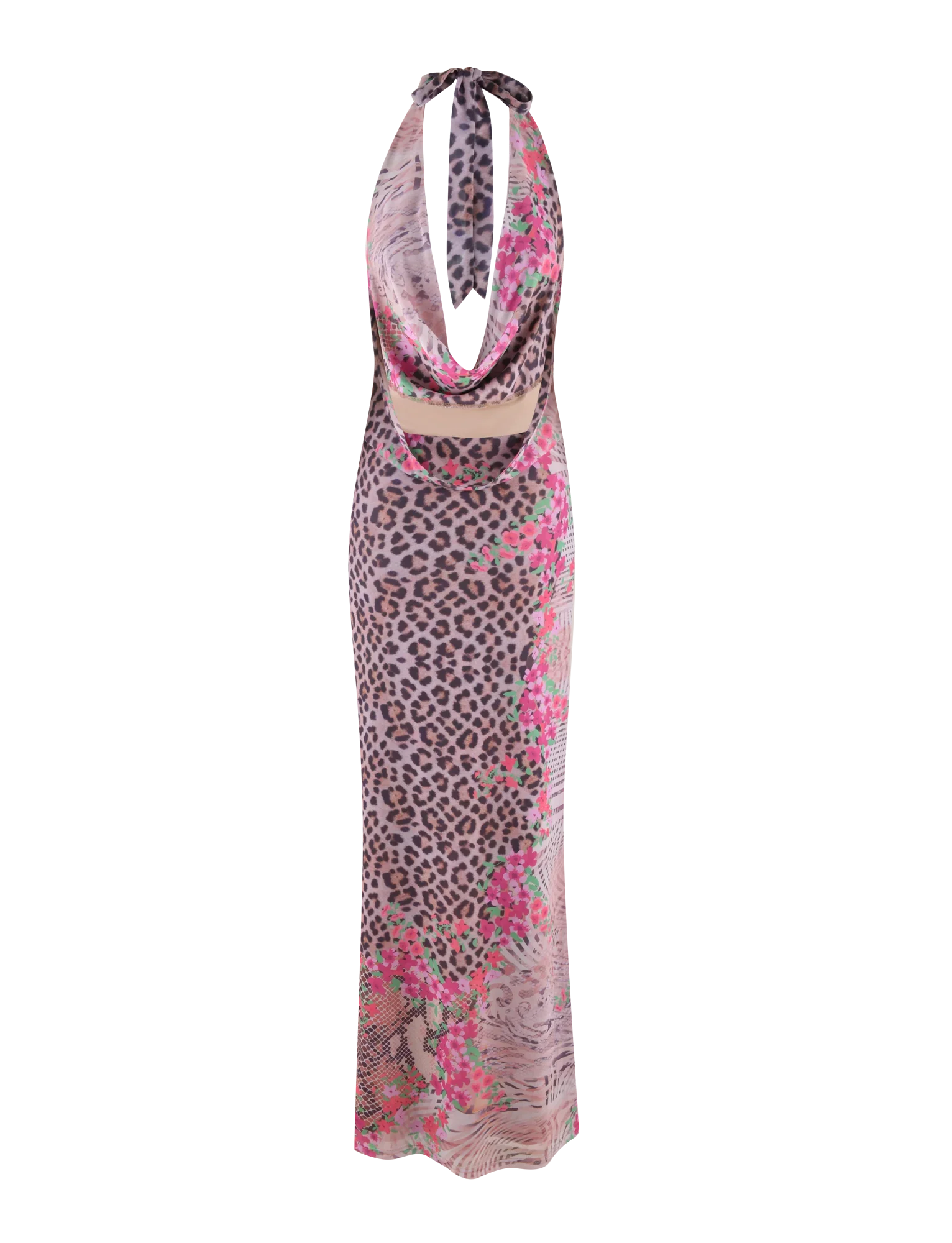 CATALINA MAXI DRESS - NEUTRAL : ANIMAL : ANIMAL FLORAL BORDER