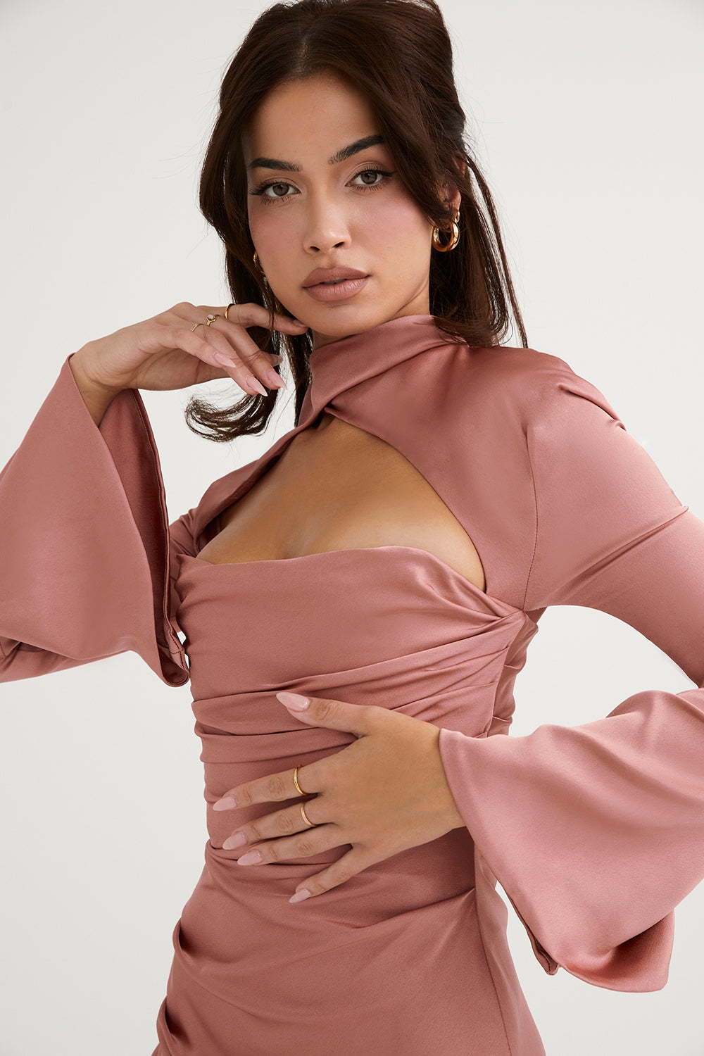 rose draped corset dress