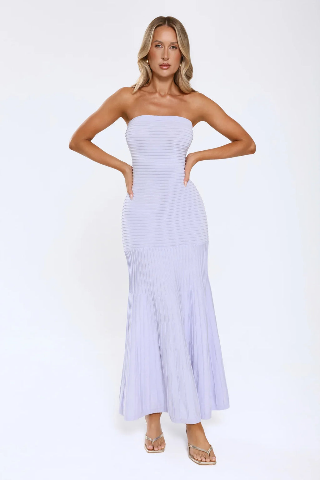 Statement Mode Strapless Maxi Dress Lilac