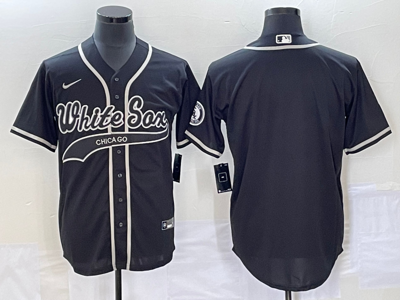 Men's Chicago White Sox Black Replica Blank Jersey1 Joint Edition
