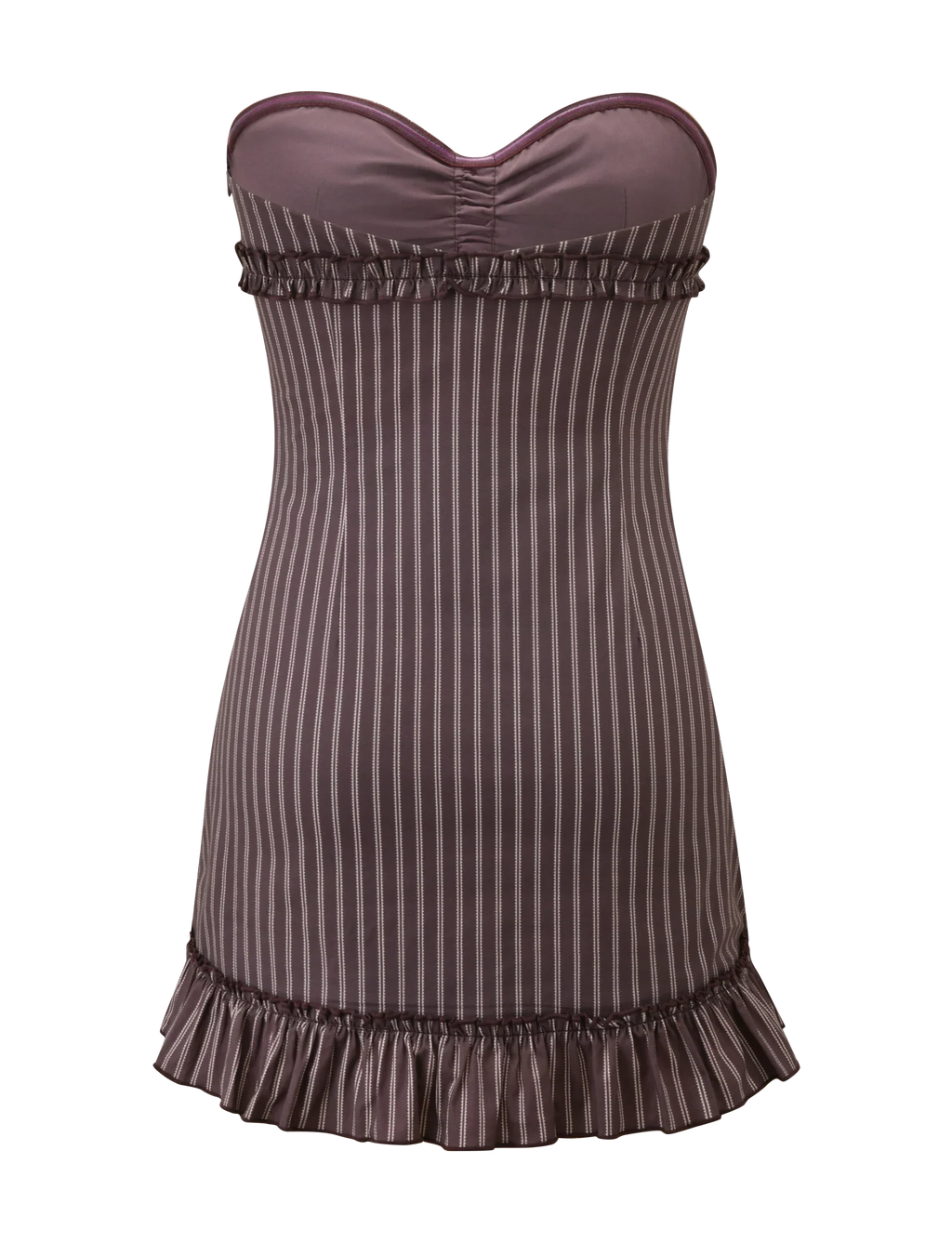 KITTIE STRAPLESS DRESS - BROWN AND CREAM STRIPE