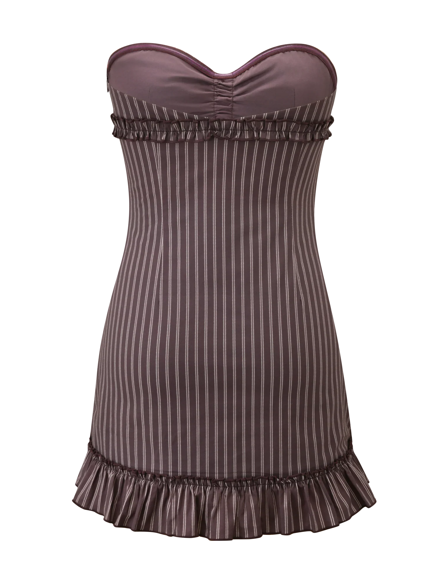KITTIE STRAPLESS DRESS - BROWN AND CREAM STRIPE