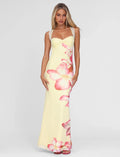 NYOMI MAXI DRESS - YELLOW : MACRO FLORAL : YELLOW HIBISCUS