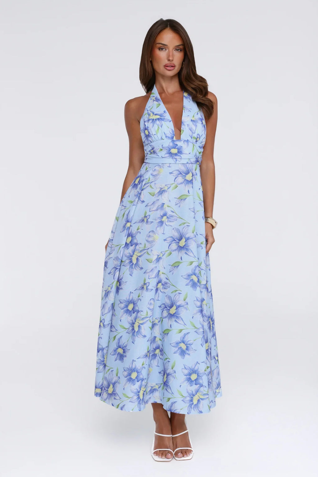 Doll Season Halter Maxi Dress Blue